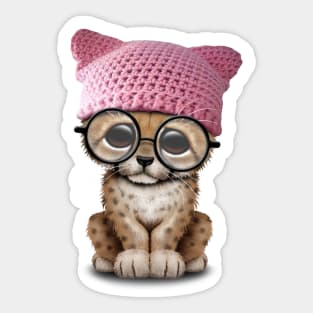 Cute Cheetah Cub Wearing Pussy Hat Sticker